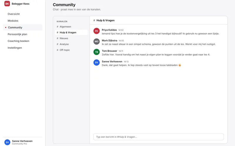 Schermafbeelding van de community: groepschat