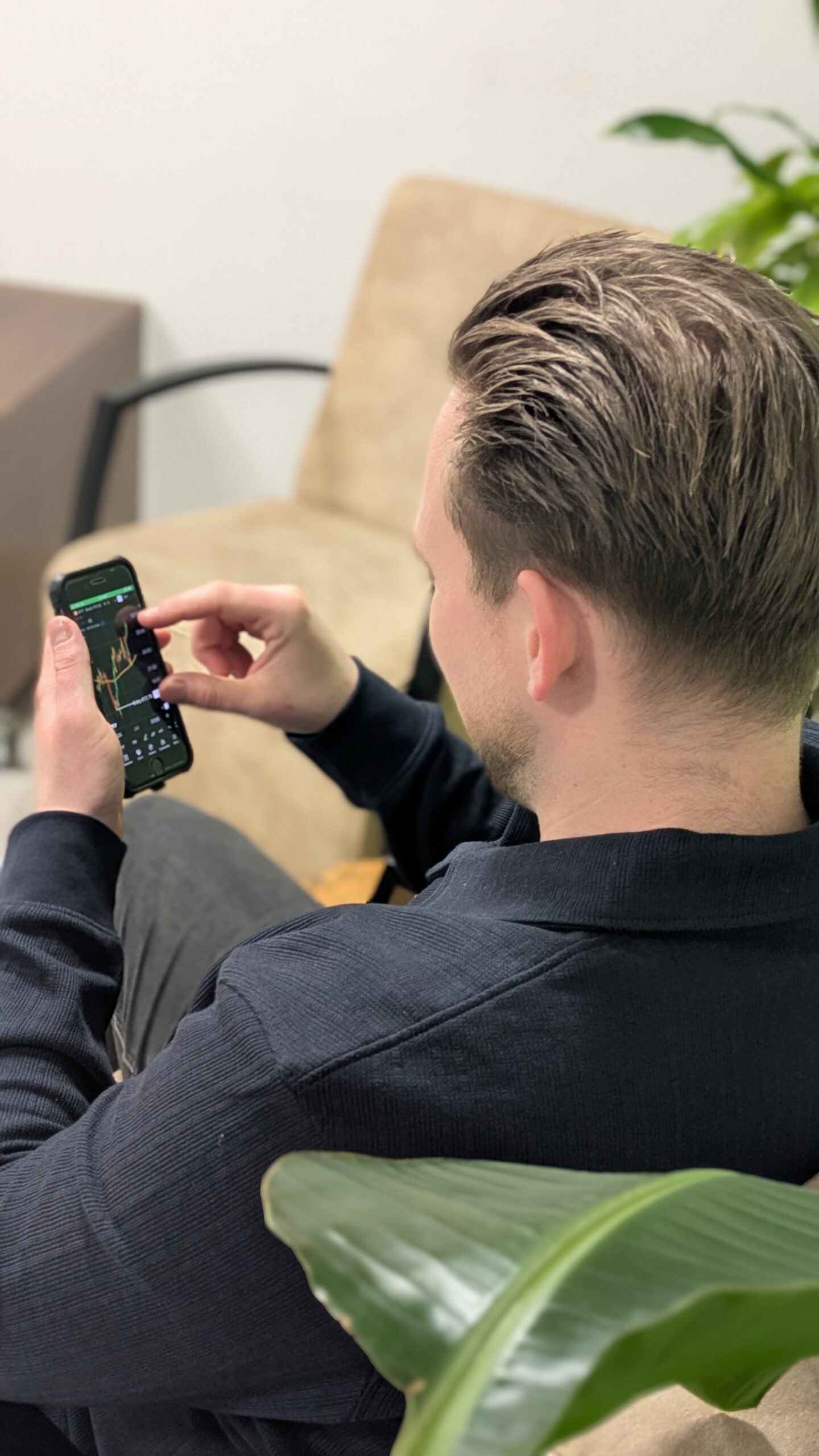 Technische analyse van grafieken op mobiel